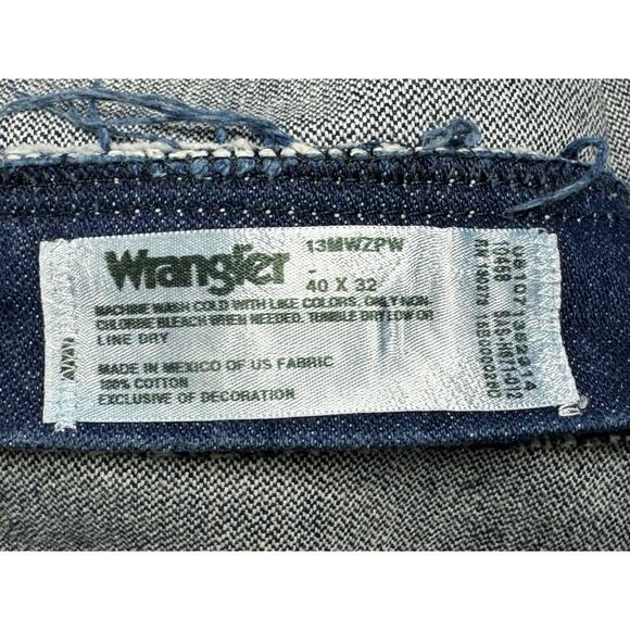 Wrangler 13MWZPW Men's Regular Fit Straight Leg Blue Denim Jeans - Size 40x33 - Picture 6 of 6